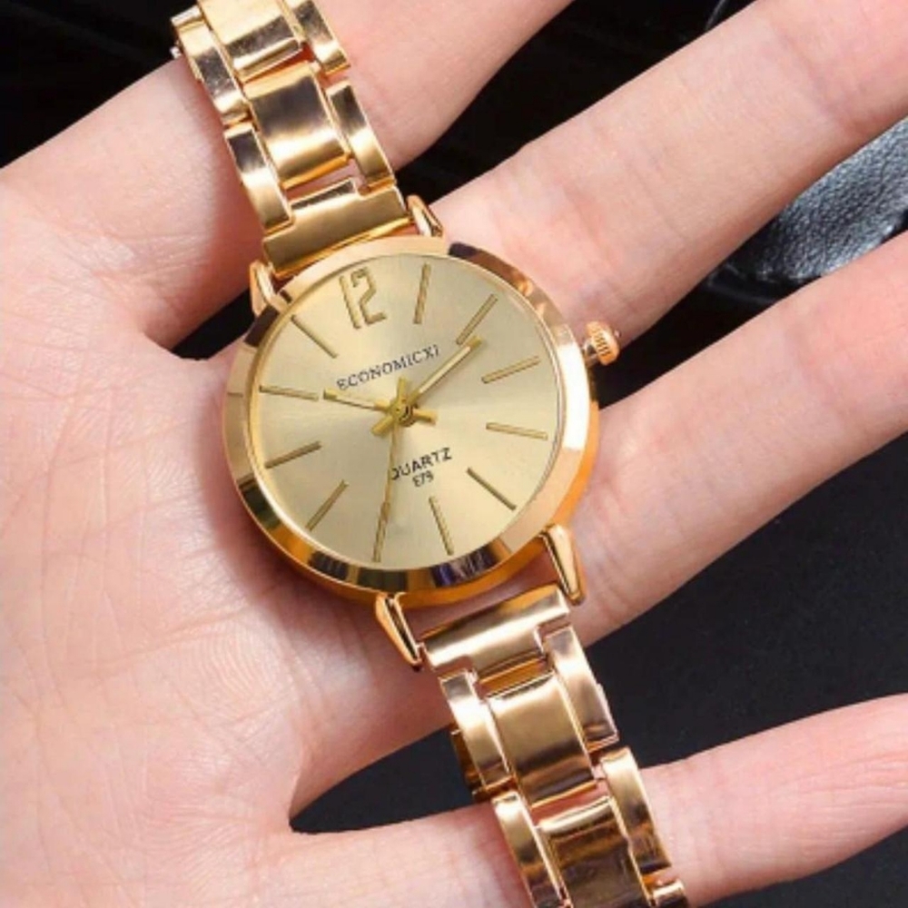 Semi delicate women's stainless steel gold painted watch half inch band clasp